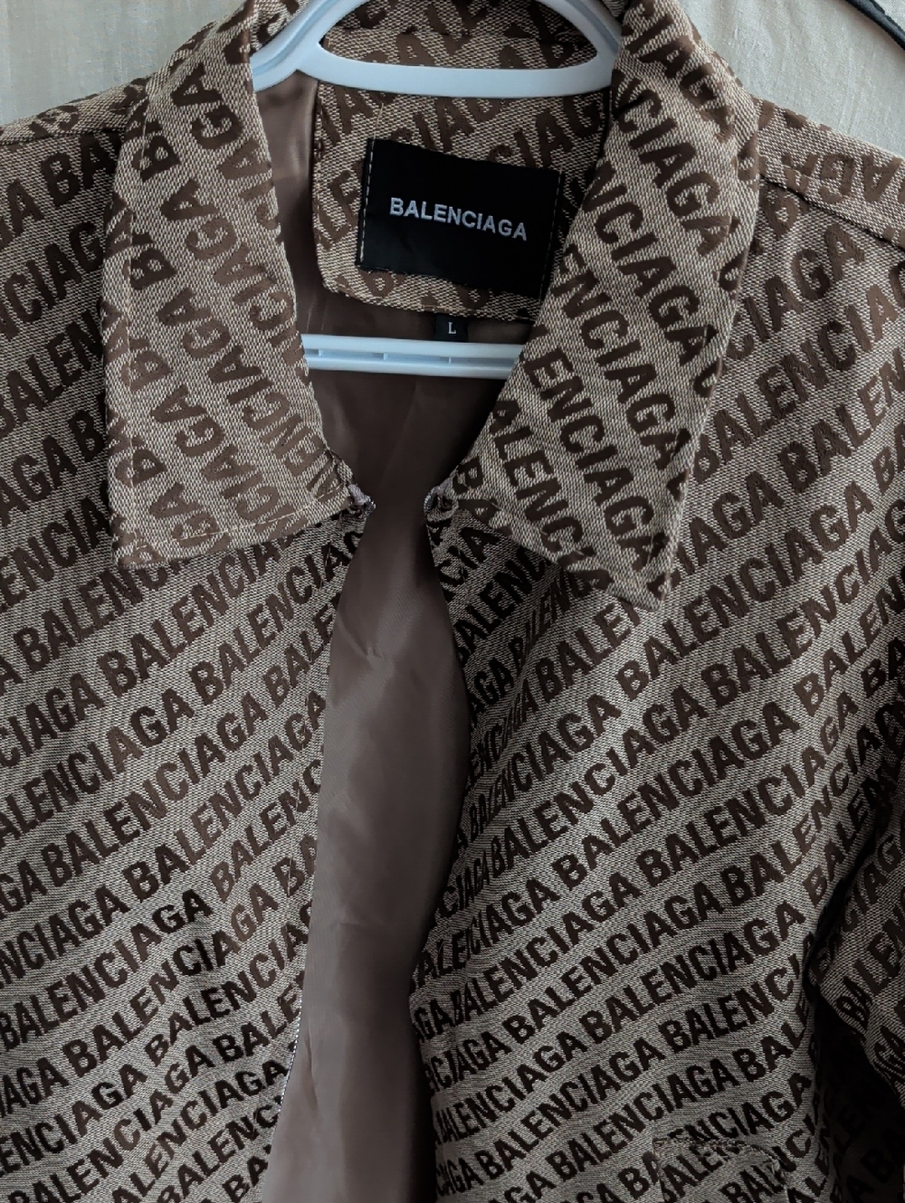 Balenciaga Brown Logo Jacquard Shirt Jacket